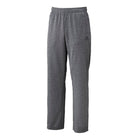 A pair of heather gray athletic sweatpants with an elastic waistband and a small black Mizuno logo on the left thigh.